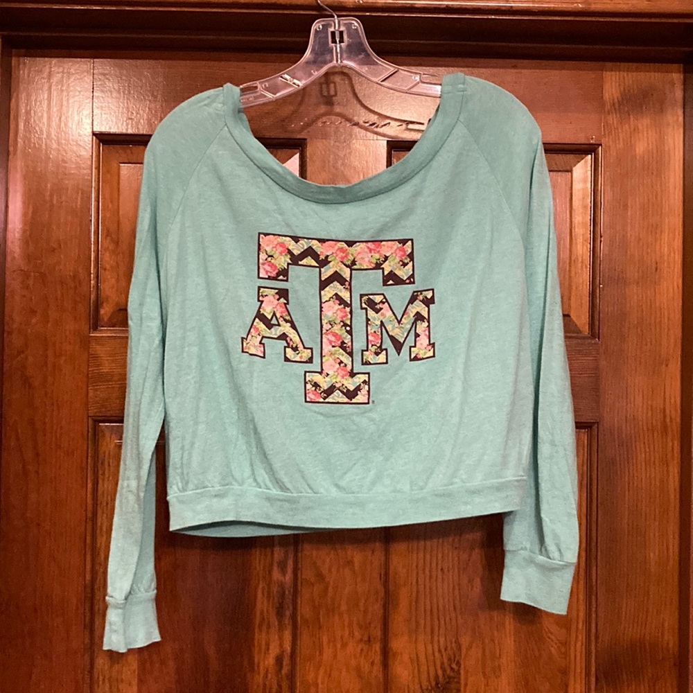 Small Mint Green Texas A&M Throw-Over Floral Tee